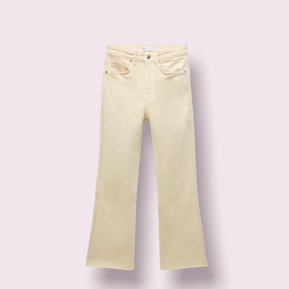 Zara Cropped Flare Yellow Jeans size 4 - Picture 1 of 7